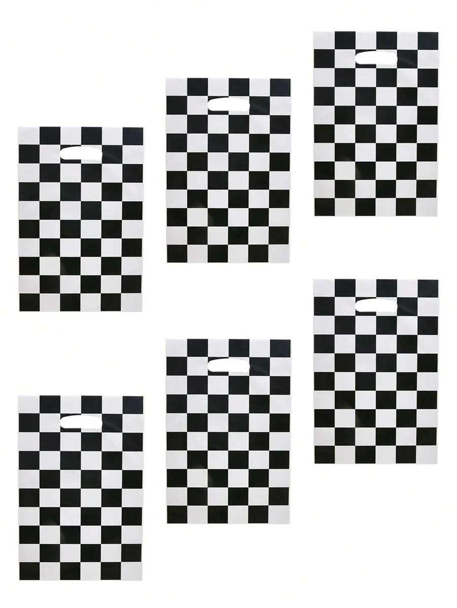 30 piezas Bolsa de envoltura de regalo con patrón de cuadros regalo moderno para fiesta - Blanco y Negro - Ver 1