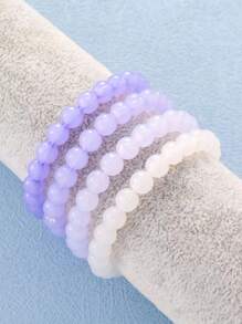 4pcs/set Minimalist Beaded Bracelet - Purple - View 3