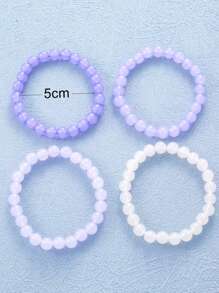4pcs/set Minimalist Beaded Bracelet - Purple - View 4