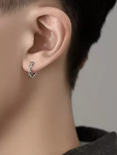 2入組男士鏈條裝飾圓耳環