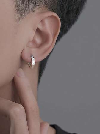 Hombres 2 piezas Pendientes de aro minimalista