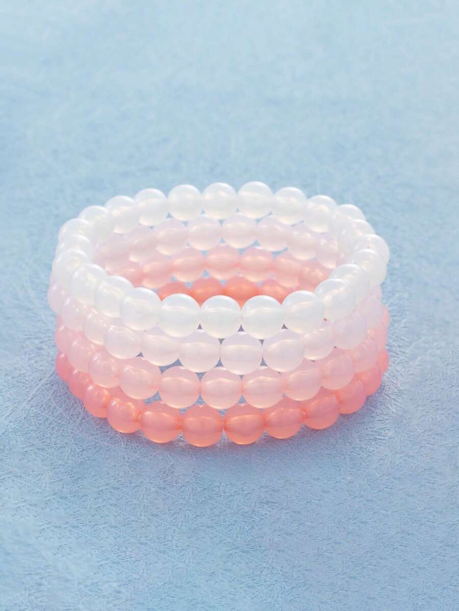 4 chiếc Vòng tay đính cườm ombre tối giản