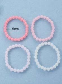 4 chiếc Vòng tay đính cườm ombre tối giản - Hồng - Xem 4