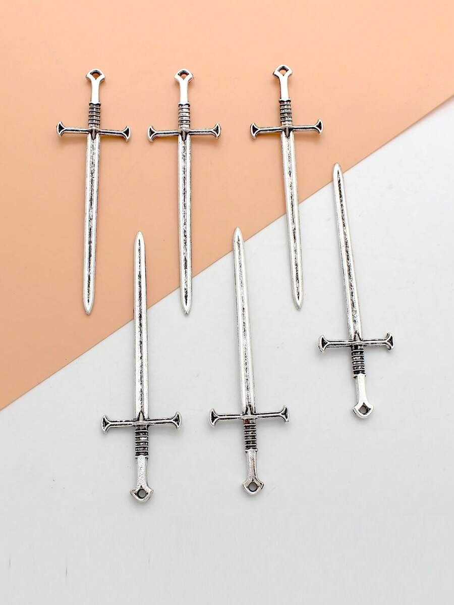 6入組劍DIY吊墜 - 銀色 - 查看 1