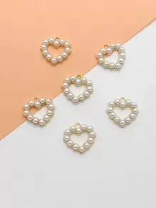 6pcs/Set Faux Pearl Heart DIY Pendant Valentines