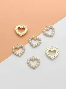 6pcs/Set Faux Pearl Heart DIY Pendant Valentines