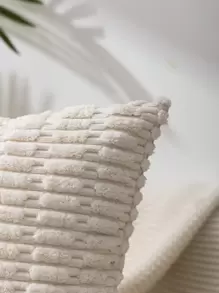 1入組素色米色靠墊套無填充物現代柔軟彈力抱枕套適合家用