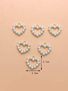 6pcs/Set Faux Pearl Heart DIY Pendant Valentines