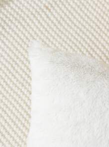 1pc Solid Color White Cushion Cover Without Filler, Modern Stretchy Throw Pillow Cover For Household - White - View 5