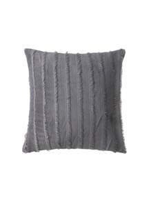 1入組條紋圖案深灰色流蘇裝飾靠墊套無填充物現代彈力家用抱枕套