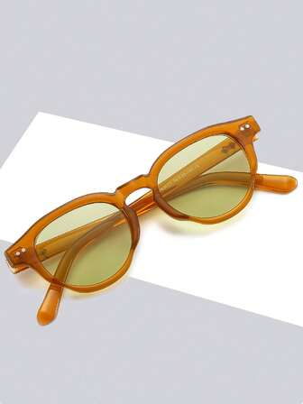 1 对女士椭圆形镜框铆钉细节波西米亚风太阳镜适合夏季海滩配饰女士太阳镜太阳镜遮阳镜