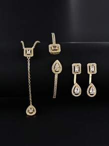 4 piezas Set joya zirconia cúbica - Dorado - Ver 3