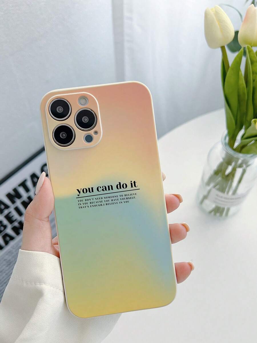 漸變彩色字母軟tpu手機殼,具有防摔功能 - 彩色 - 查看 1