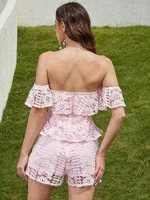 Eilly Bazar Áo liền quần nữ Xù Viên lá sen Dây kéo màu trơn Thanh lịch - Màu Hồng baby - Xem 2