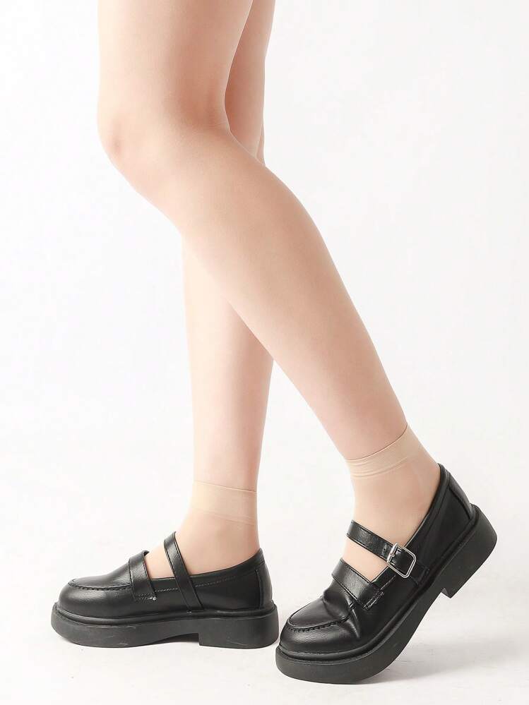 4 أزواج سوداء، 6 أزواج بلون الجلد من الجوارب الكاجوال متعددة الاستخدامات ذات لون واحد حول الكاحل - متعدد الألوان - مشاهدة 2