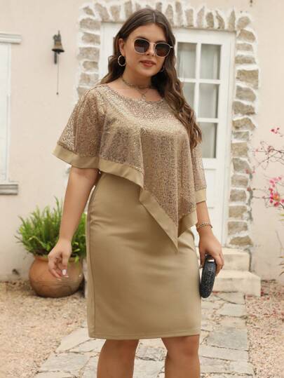 Nemidor Plus Contrast Sequin Dress