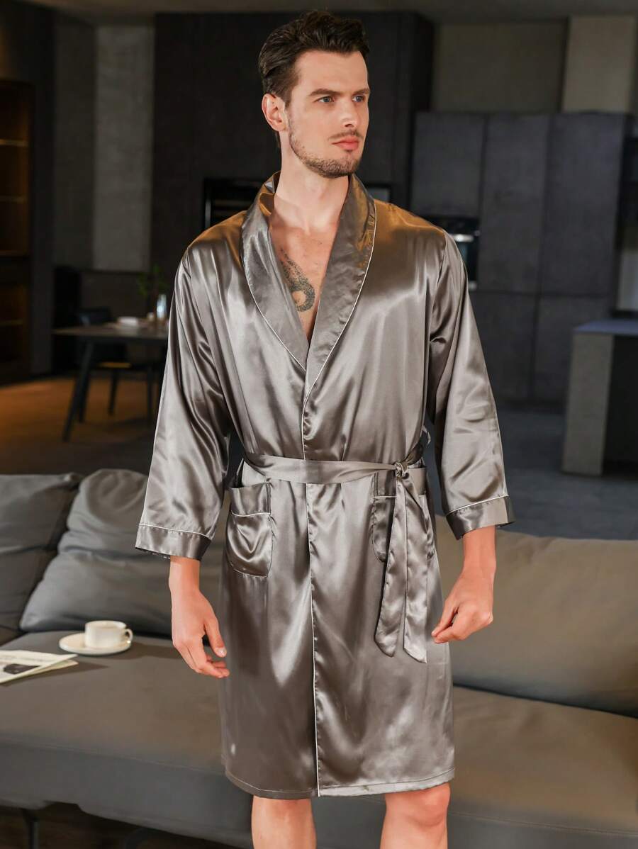 Men Satin Belted Sleep Robe | SHEIN USA