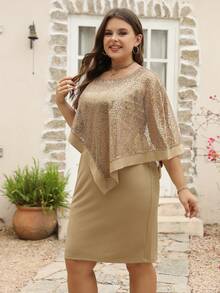 Nemidor Plus Contrast Sequin Dress