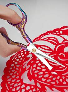 1 cái Vintage Họa Tiết Hoa Vàng Kéo, Thép Không Gỉ Kéo May - Nhiều màu - Xem 1