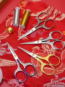 1 cái Vintage Họa Tiết Hoa Vàng Kéo, Thép Không Gỉ Kéo May - Nhiều màu - Xem 2