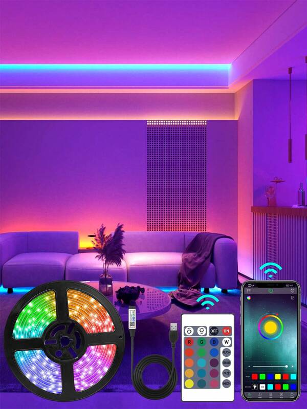 1pc 30/60/90/150 LED 1/2/3/5 M Color Block String Light, Simple USB LED Strip Light For Home Decoration