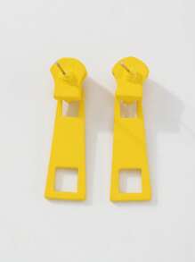 1pair Fashionable Zipper Head Stud Earrings For Women For Daily Decoration - Yellow - View 2