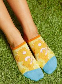 SHEIN X Care Bears 4 Pairs Women Colorful Contrast Invisible/Loafer Socks - Multicolor - View 9
