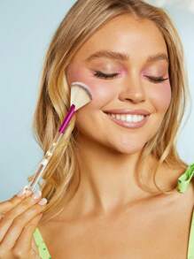 SHEIN X Care Bears 3pcs Carebears Makeup Brush Set With Pouch,Cheer Bear, Grumpy Bear,Good,Funshine Bear, Gifts