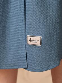 Mulvari 字母貼布褶皺細節襯衫洋裝 - 藍色 - 查看 5