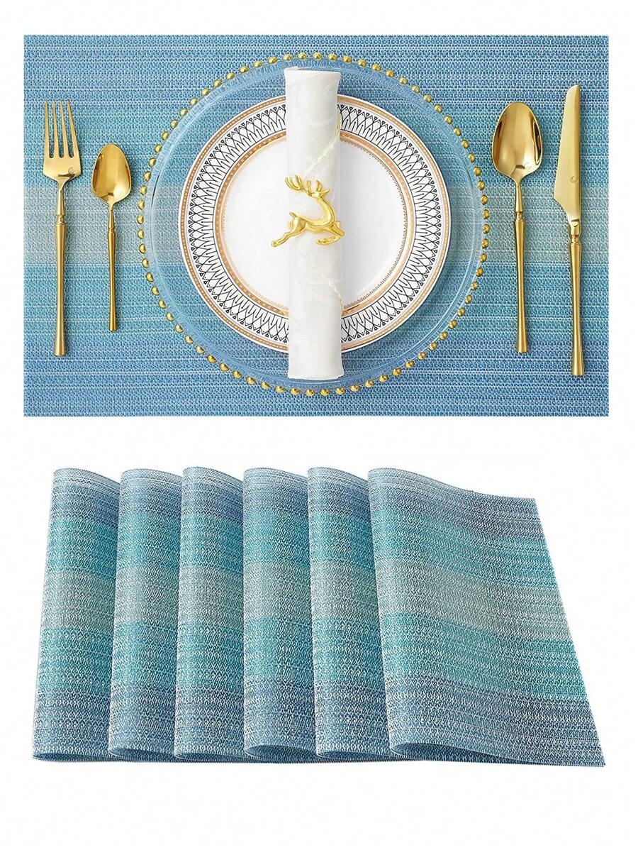 1入組PVC撞色現代隔熱墊裝飾用品 - 淺藍色 - 查看 1