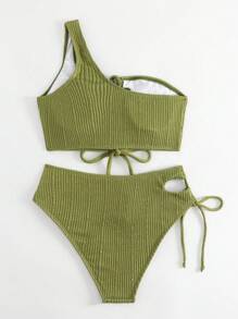 Swim SXY Biquíni cadarço um ombro - Verde Azeitona - Ver 5