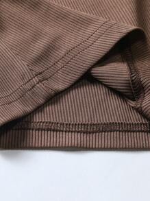 Manfinity Homme Men Solid Shirt & Drawstring Waist Shorts - Brown - View 7