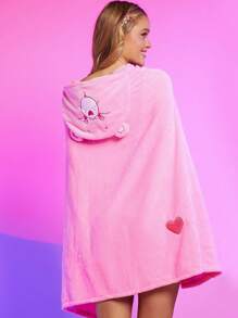 SHEIN X Care Bears Rainbow & Cartoon Embroidered Wearable Blanket - Pink - View 1