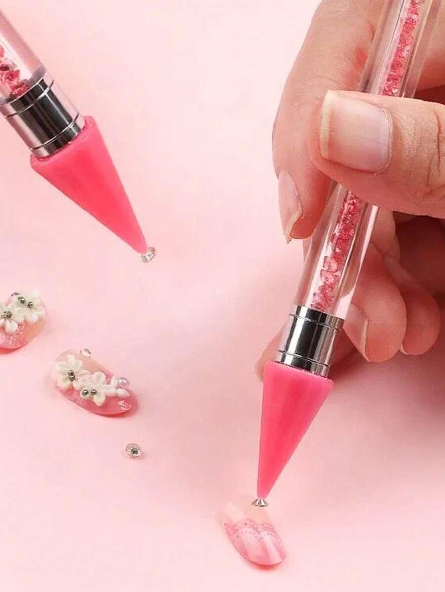1 pieza Pluma con diseño de diamante de imitación Manicura - Rosa - Ver 1
