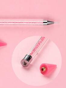 1 pieza Pluma con diseño de diamante de imitación Manicura - Rosa - Ver 3