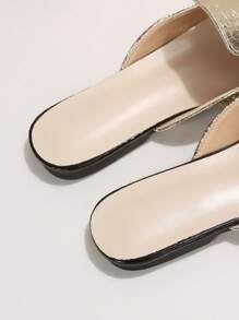 Women Metallic Point Toe Flat Mules, Glamorous Outdoor Flats - Gold - View 4