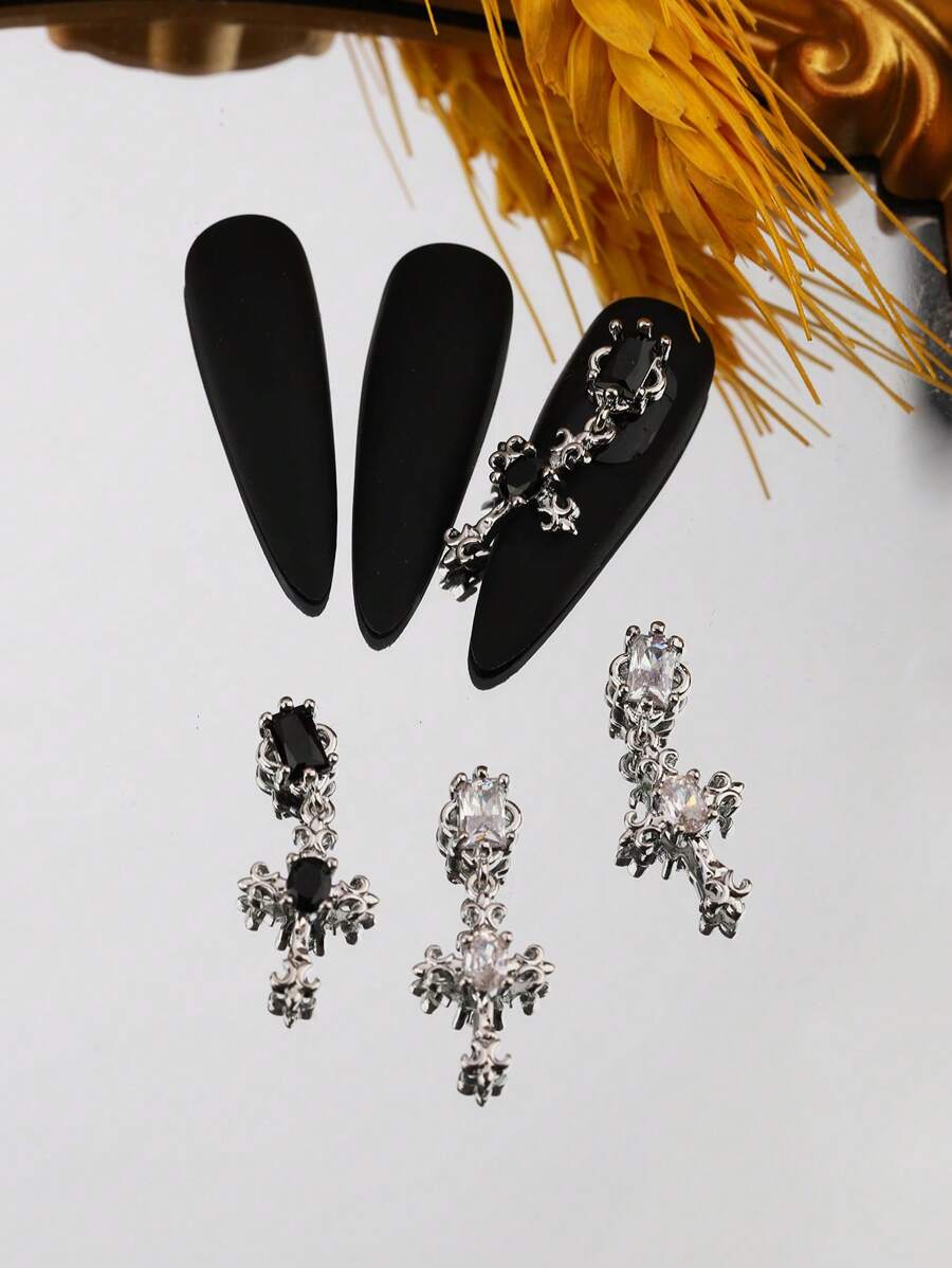 2 miếng trang trí móng tay bằng đá Zirconia - Hồng - Xem 1