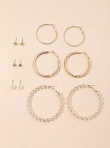 6對人造珍珠裝飾耳環 - 彩色 - 查看 2