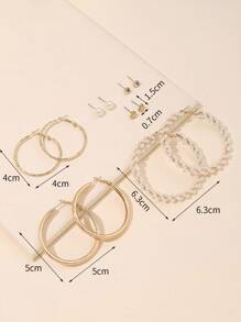 6對人造珍珠裝飾耳環 - 彩色 - 查看 3