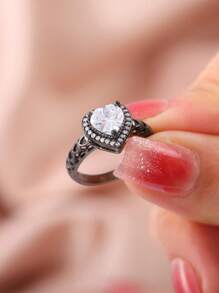 Nhẫn Trang Trí Trái Tim Đính Đá Cubic Zirconia - Nhiều màu - Xem 2