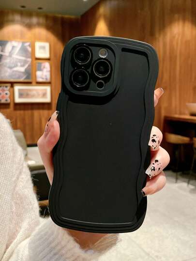 防震不对称波浪新奇手机壳，纯色波浪边防摔手机壳，兼容苹果 XR、11、12、13、14、15、16、16 Plus、13 Pro Max、11 Pro、XR、XS、12 Pro Max、14 Plus、17、17 Pro Max，时尚单品，春季复活节礼物