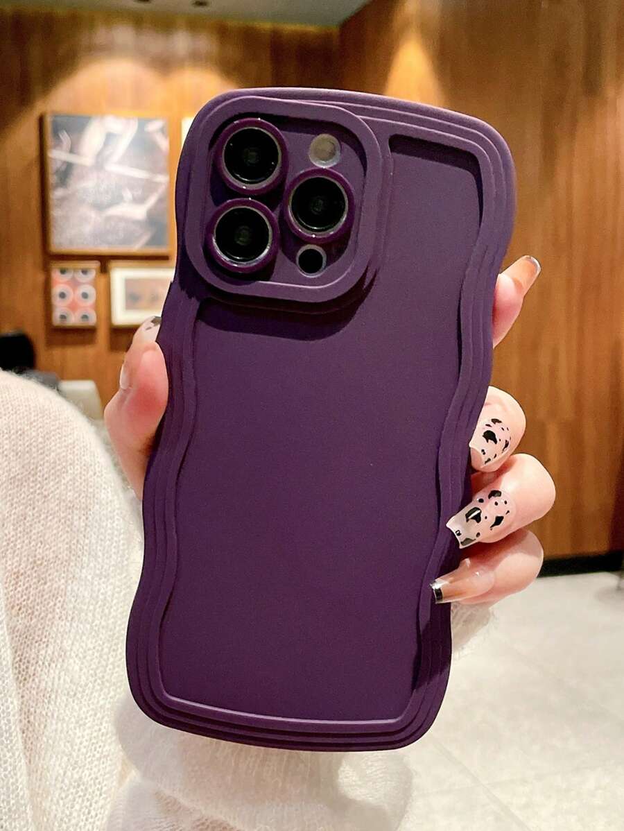 Solid Color Wavy Edge Anti-Drop Phone Case Compatible With Apple XR, 11, 12, 13, 14, 15, 16, 16 Plus, 13 Pro Max, 11 Pro, XR, XS, 12 Pro Max, 14 Plus, 17, 17 Pro Max, Fashionable Item