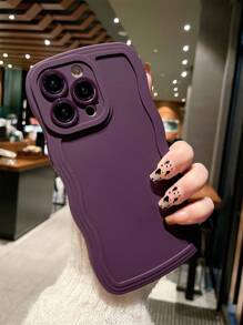 Solid Color Wavy Edge Anti-Drop Phone Case Compatible With Apple XR, 11, 12, 13, 14, 15, 16, 16 Plus, 13 Pro Max, 11 Pro, XR, XS, 12 Pro Max, 14 Plus, 17, 17 Pro Max, Fashionable Item