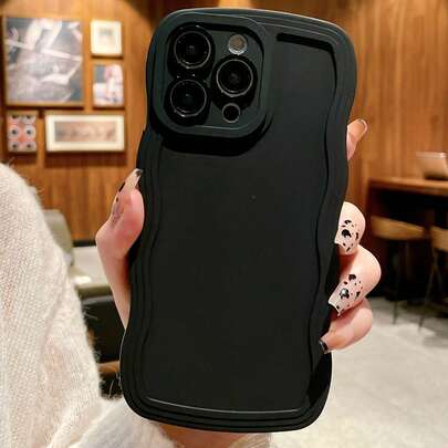 防震不对称波浪新奇手机壳，纯色波浪边防摔手机壳，兼容苹果 XR、11、12、13、14、15、16、16 Plus、13 Pro Max、11 Pro、XR、XS、12 Pro Max、14 Plus、17、17 Pro Max，时尚单品，春季复活节礼物