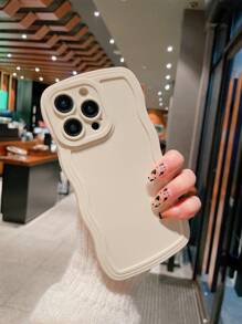 Plain Color Wavy Edge Anti-Drop Phone Case Compatible With Apple XR, 11, 12, 13, 14, 15, 16, 16 Plus, 13 Pro Max, 11 Pro, XR, XS, 12 Pro Max, 14 Plus And Other Models