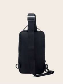 Bolso bandolera mini con diseño de parche de letra negro - Negro - Ver 5