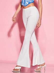 SHEIN BAE Quần nữ màu trơn Giải trí - trắng - Xem 1