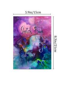 1Pc Sketch Book, 5.9" X 8.3"  Sketch Pad, 128 Sheets Each 68lb/100gsm Drawing Paper - Purple - View 3