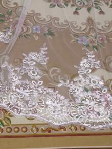 亮片装饰花朵刺绣新娘面纱 新娘婚纱面纱 女士秋季服装 - 白色 - 查看 2