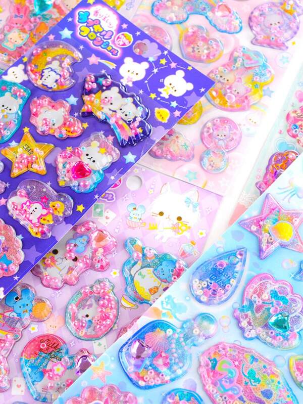 1pc Cute 3d Scented Beads Sticker With Rabbit Pattern For Notebook Decoration Back To School